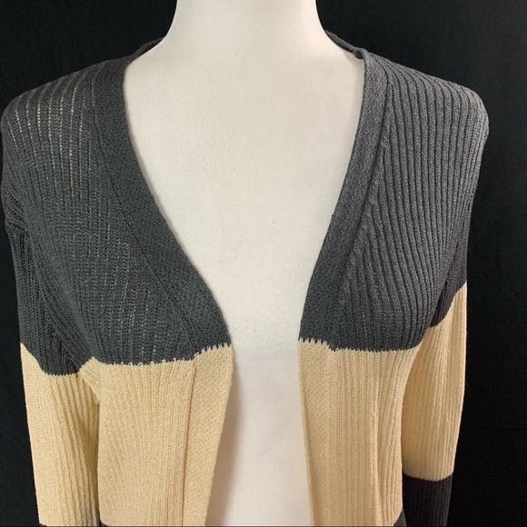 Doe & Rae | Gray & Beige Open Faced Cardigan | Sz S - Picture 10 of 15